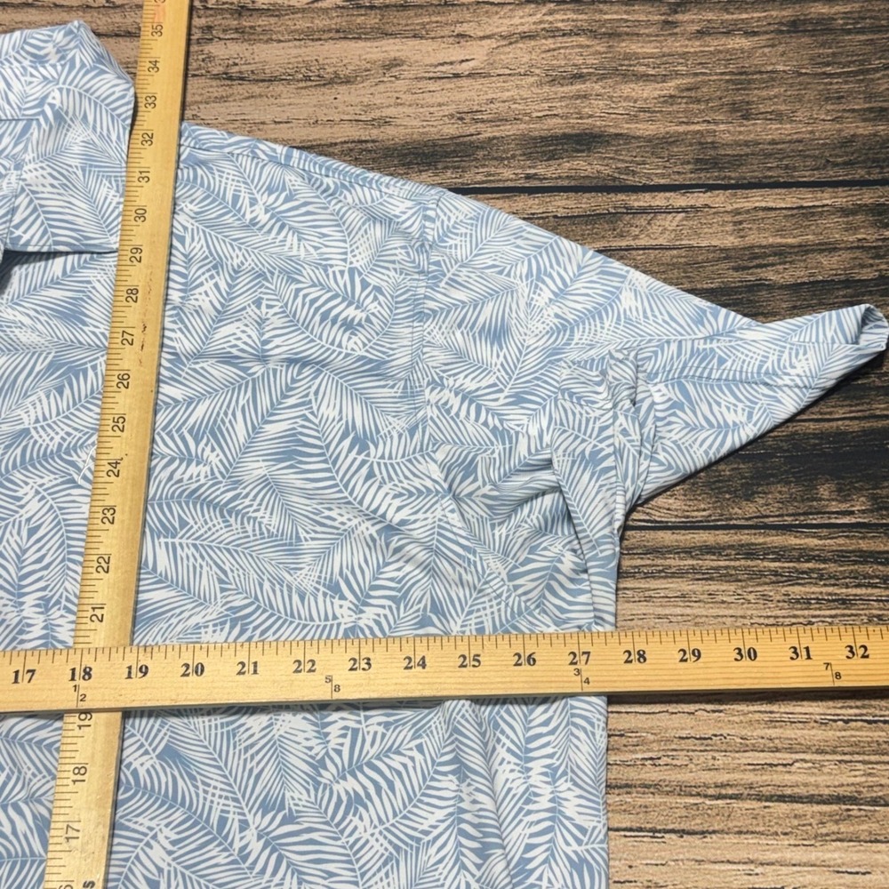 Rhoback Polo Shirt Mens XXXL Blue White Palm Leaf Tropical Performance Golf - Picture 7 of 7
